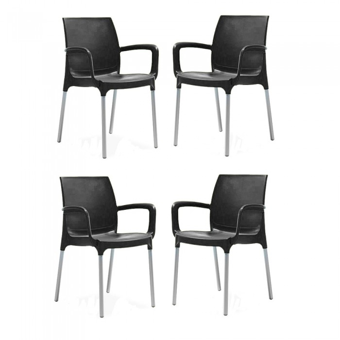 Set 4 scaune balcon RAKI SUNSET culoare neagra 55x58xh82cm