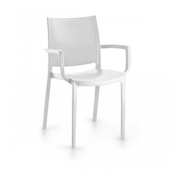 Set 4 scaune cu brate gradina/terasa RAKI LARA, alb, plastic, 42x47xh82cm