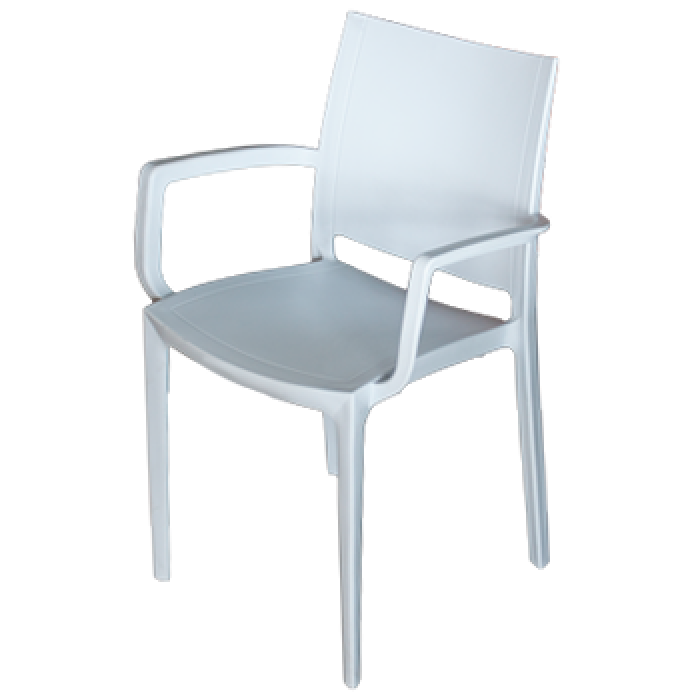 Set 4 scaune cu brate gradina/terasa RAKI LARA, alb, plastic, 42x47xh82cm