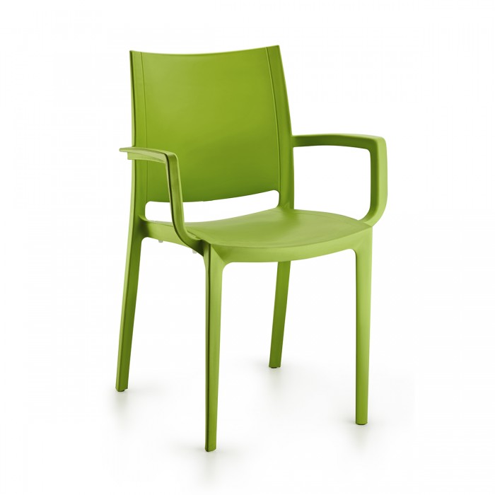 Set 4 scaune cu brate gradina/terasa RAKI LARA, verde, plastic, 42x47xh82cm