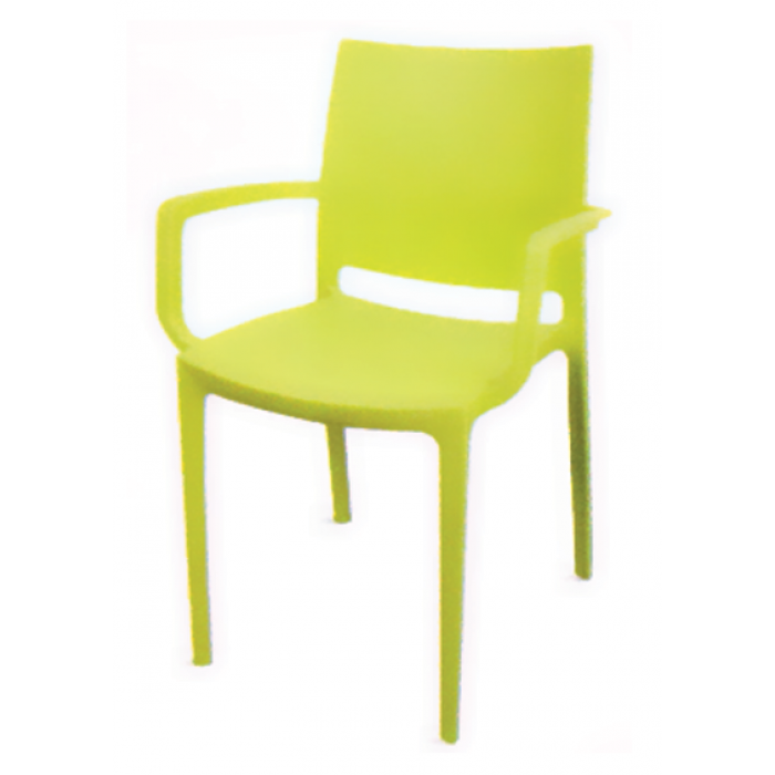 Set 4 scaune cu brate gradina/terasa RAKI LARA, verde, plastic, 42x47xh82cm