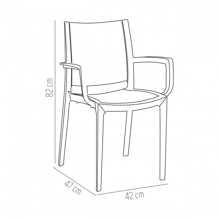 Set 4 scaune cu brate gradina/terasa RAKI LARA, verde, plastic, 42x47xh82cm