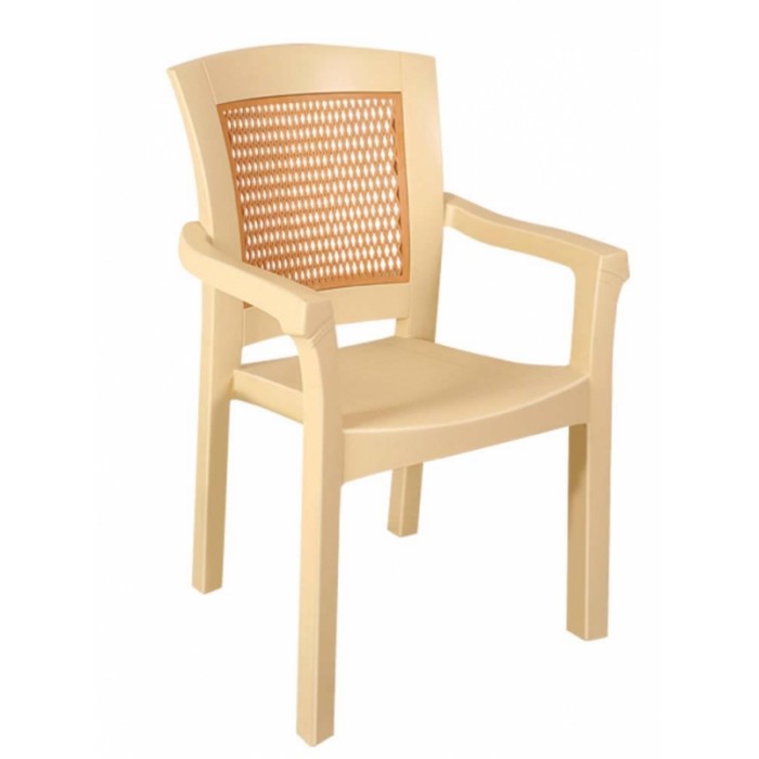 Set 4 scaune cu brate gradina/terasa RAKI SIDE, plastic, bej, 56x51xh90cm