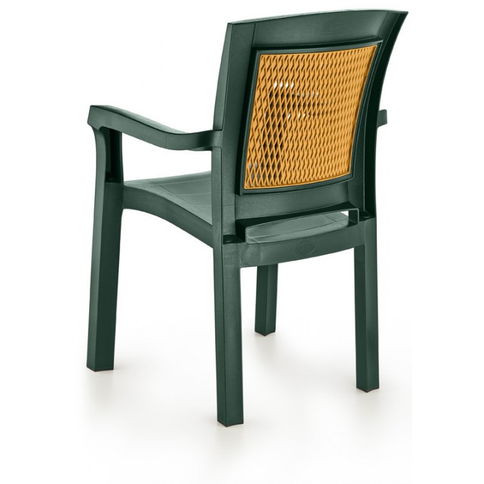 Set 4 scaune cu brate gradina/terasa RAKI SIDE, plastic, verde, 56x51xh90cm