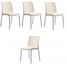 Set 4 scaune de exterior RAKI SUNNY culoare crem 44x57xh82cm