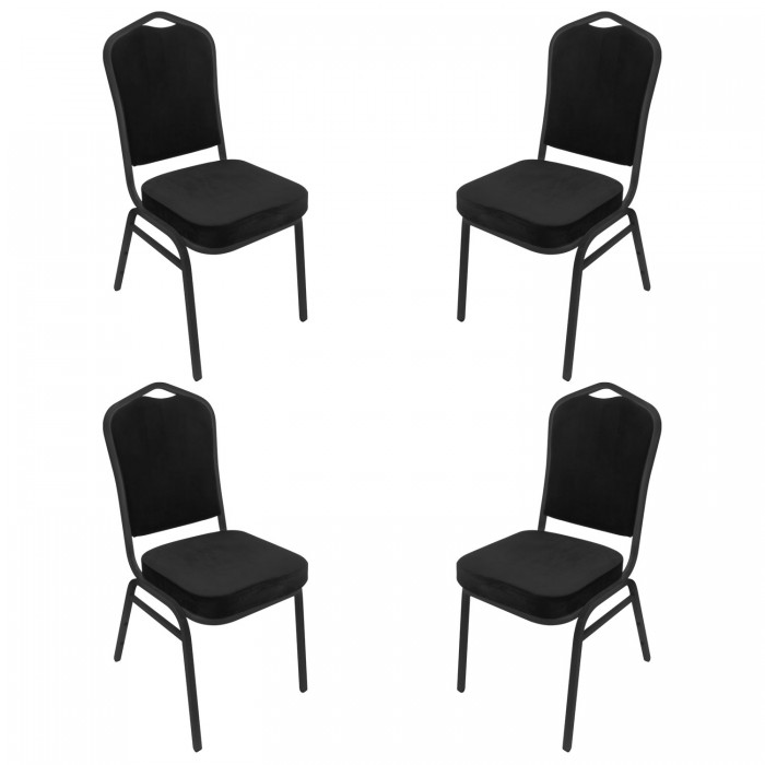 Set 4 scaune evenimente/catering negre RAKI, tapitate, cadru metalic, 44x49xh93cm