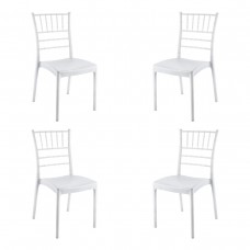 Set 4 scaune evenimente RAKI TIFFANY, plastic, alb, 44x42xh92cm