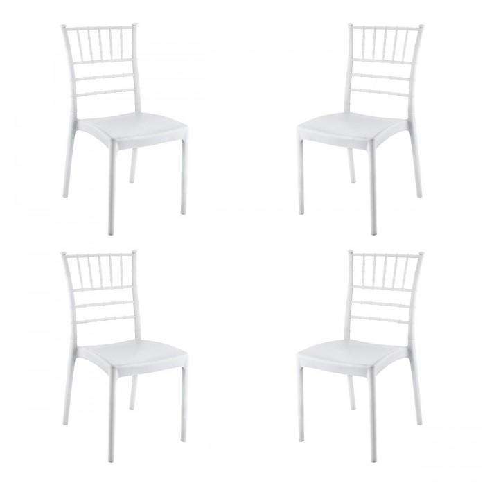 Set 4 scaune evenimente RAKI TIFFANY, plastic, alb, 44x42xh92cm