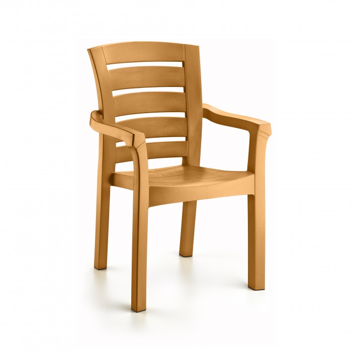 Set 4 scaune gradina cu brate RAKI DIDIM, plastic, bej, 56x51xh90cm