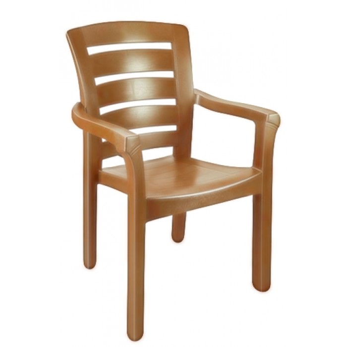 Set 4 scaune gradina cu brate RAKI DIDIM, plastic, bej, 56x51xh90cm