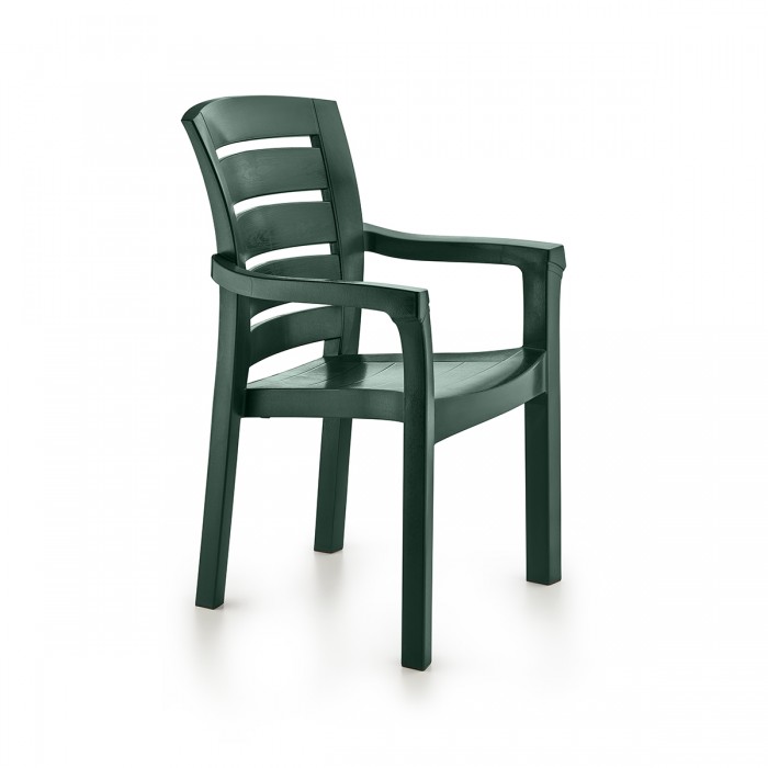 Set 4 scaune gradina cu brate RAKI DIDIM, plastic, verde, 56x51xh90cm