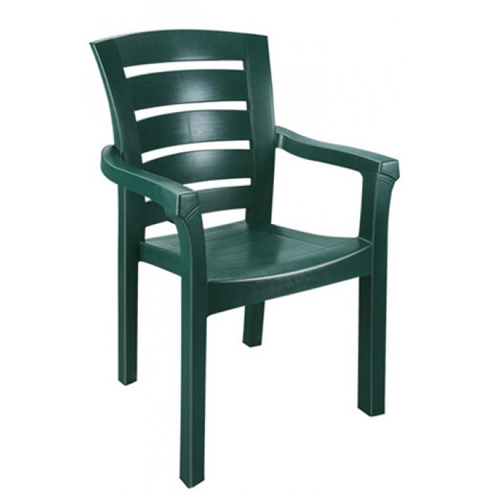 Set 4 scaune gradina cu brate RAKI DIDIM, plastic, verde, 56x51xh90cm