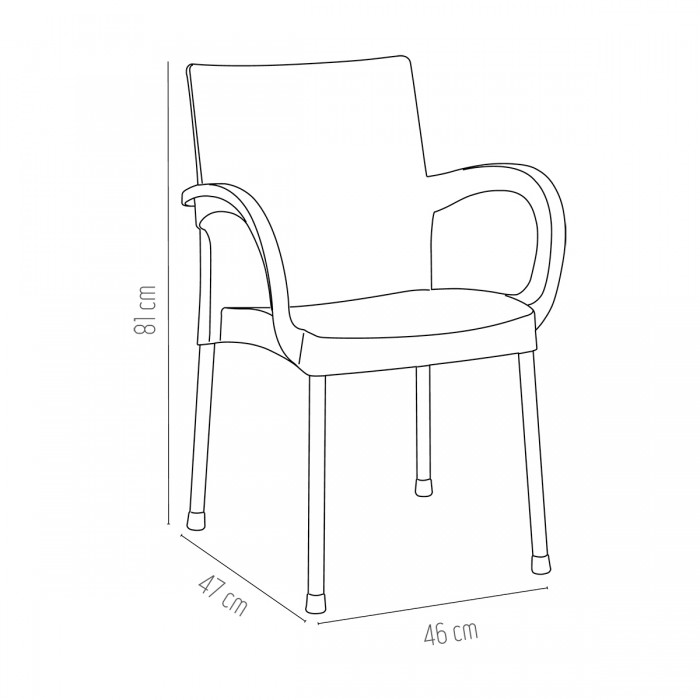 Set 4 scaune gradina cu brate RAKI SUMELA, portocaliu, plastic, picioare aluminiu, 46x47xh81cm