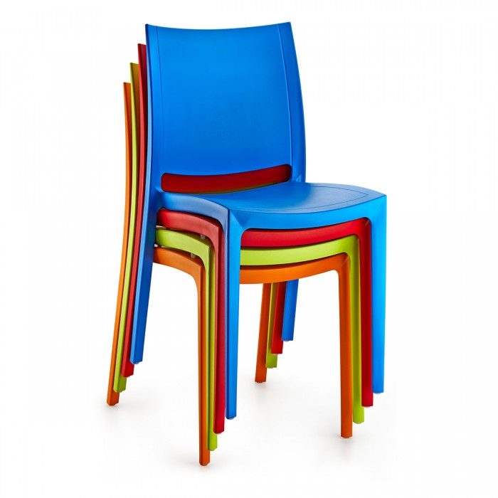 Set 4 scaune gradina/terasa RAKI OLIMPUS, alb, plastic, 42x47xh84cm