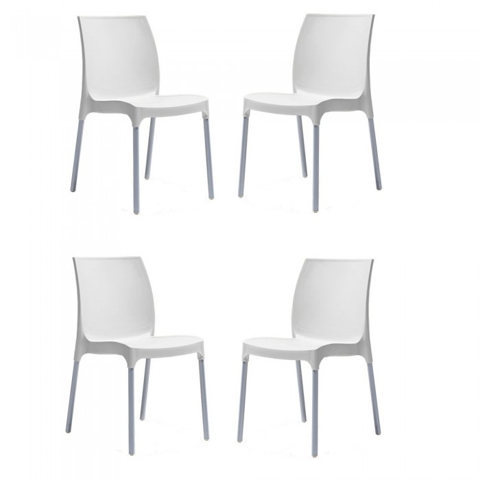Set 4 scaune pentru curte RAKI SUNNY culoare alba 44x57xh82cm