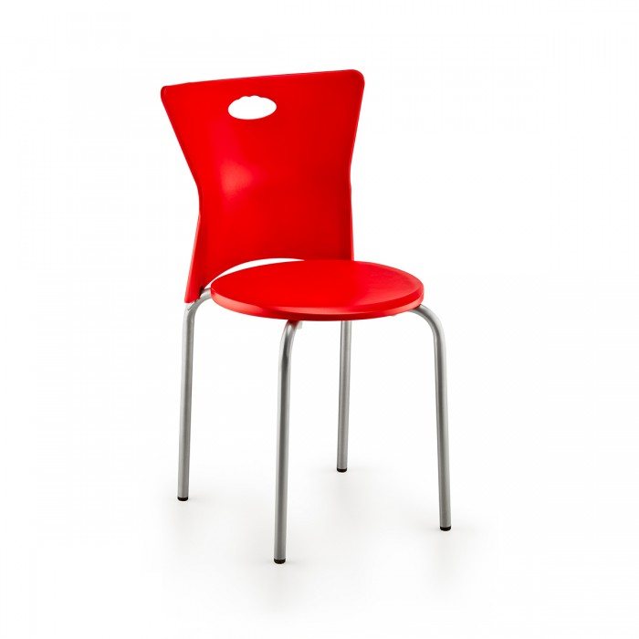 Set 4 scaune polipropilena cu picioare aluminiu RAKI VEGA, 39x39xh79cm, rosii