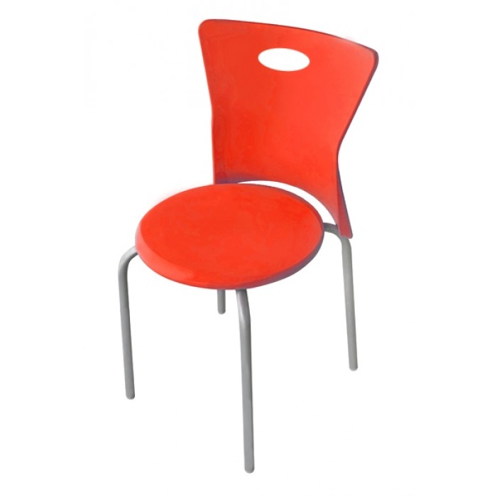 Set 4 scaune polipropilena cu picioare aluminiu RAKI VEGA, 39x39xh79cm, rosii