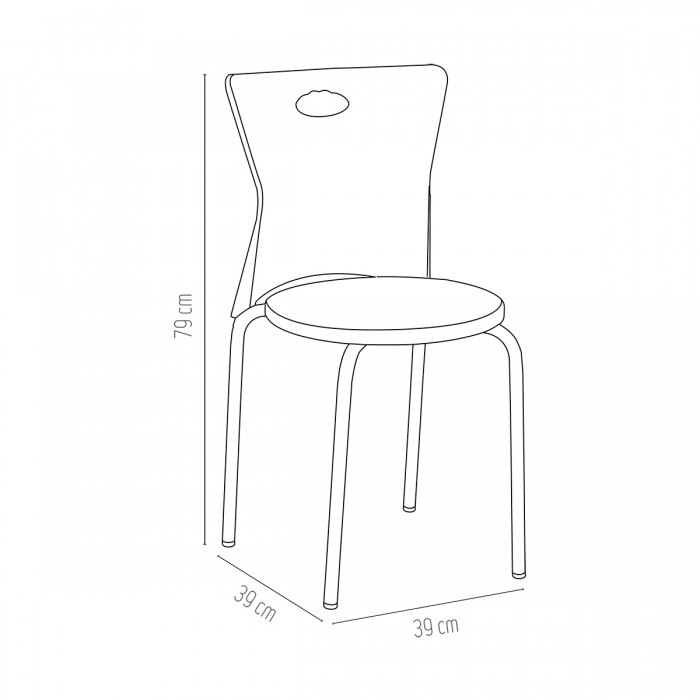 Set 4 scaune polipropilena cu picioare aluminiu RAKI VEGA, 39x39xh79cm, rosii