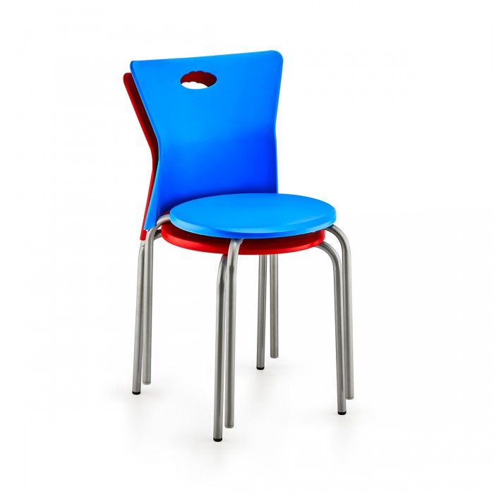 Set 4 scaune polipropilena cu picioare aluminiu RAKI VEGA, 39x39xh79cm, rosii