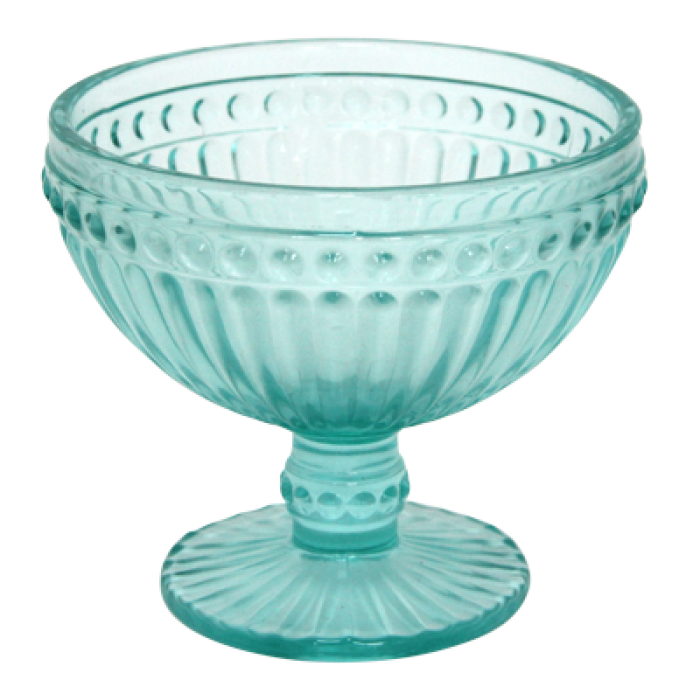 Set 6 boluri inghetata RAKI OLD SCHOOL VINTAGE GREEN, cu picior, din sticla, D12xh10cm, 350ml, verde