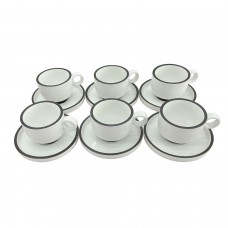 Set 6 cesti cu farfurioare pentru ceai CULINARO HELLA WHITE, 200ml, culoare alba, din portelan
