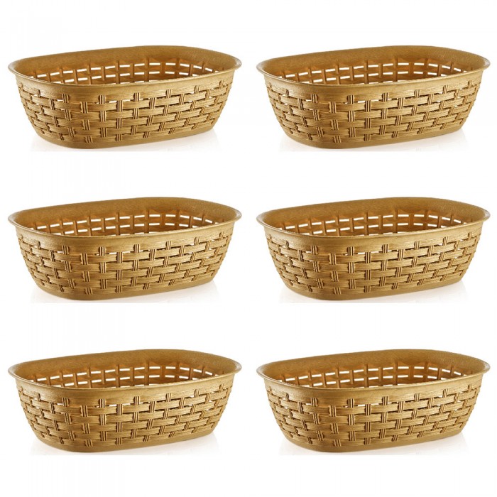 Set 6 cosuri ovale plastic bej RAKI, 25,5x17xh7,3cm, 2lt