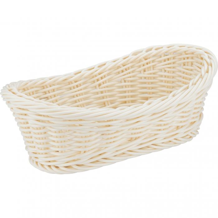 Set 6 cosuri ovale servire paine/fructe/legume RAKI, 25x15xh8cm, din poliratan, crem