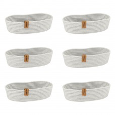Set 6 cosuri paine/depozitare ovale CULINARO, din snur textil impletit, 25x15xh6cm, crem