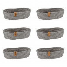 Set 6 cosuri paine/depozitare ovale CULINARO, din snur textil impletit, 25x15xh6cm, gri antracit