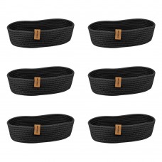 Set 6 cosuri paine/depozitare ovale CULINARO, din snur textil impletit, 25x15xh6cm, negru
