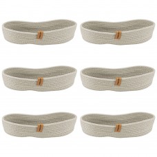 Set 6 cosuri paine/depozitare ovale CULINARO, din snur textil impletit, 30x13xh6cm, crem