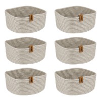 Set 6 cosuri paine/depozitare patrate CULINARO, din snur textil impletit, 19x19xh7cm, crem