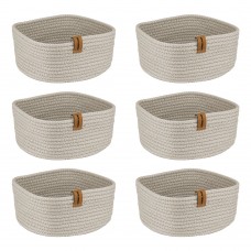 Set 6 cosuri paine/depozitare patrate CULINARO, din snur textil impletit, 19x19xh7cm, crem