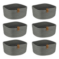 Set 6 cosuri paine/depozitare patrate CULINARO, din snur textil impletit, 19x19xh7cm, gri antracit