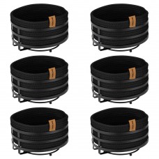 Set 6 cosuri paine/depozitare rotunde CULINARO, cos din snur textil impletit D19xh7cm si suport metalic, negru