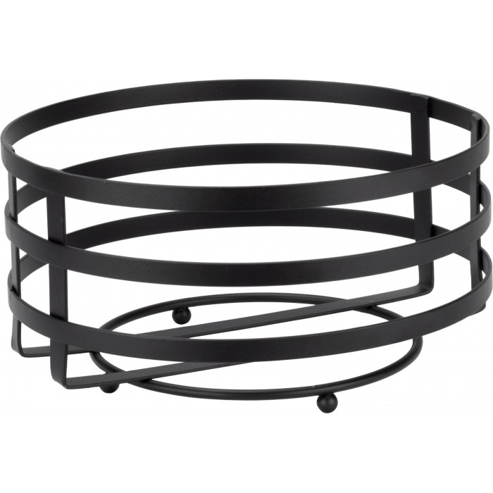 Set 6 cosuri paine/depozitare rotunde CULINARO, cos din snur textil impletit D19xh7cm si suport metalic, negru