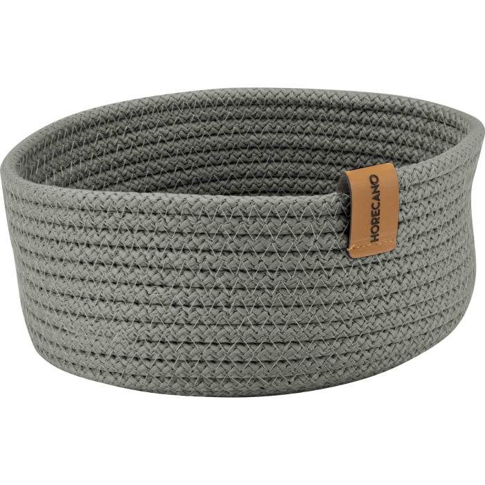 Set 6 cosuri paine/depozitare rotunde CULINARO, cos din snur textil impletit gri antracit D19xh7cm si suport metalic negru