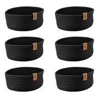 Set 6 cosuri paine/depozitare rotunde CULINARO, din snur textil impletit, D19xh7cm, negru