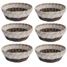 Set 6 cosuri paine rotunde RAKI, din bambus/hartie, D22xh7,5cm, maro-alb