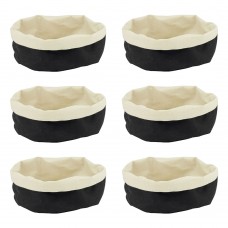 Set 6 cosuri paine textile ovale CULINARO, 20x15xh10cm, negru/crem