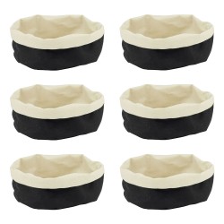 Set 6 cosuri paine textile ovale CULINARO, 20x15xh10cm, negru/crem...