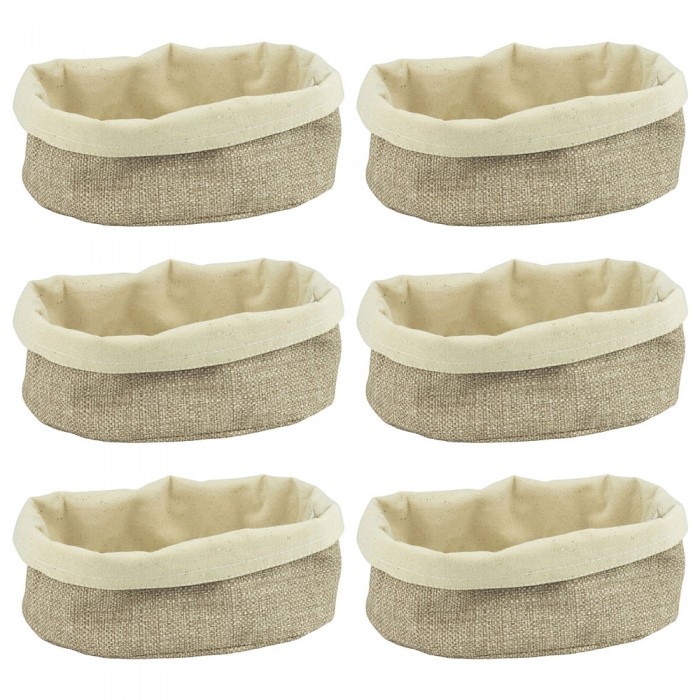 Set 6 cosuri paine textile ovale CULINARO, 25x18xh12cm, bej