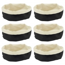 Set 6 cosuri paine textile ovale CULINARO, 25x18xh12cm, negru/crem