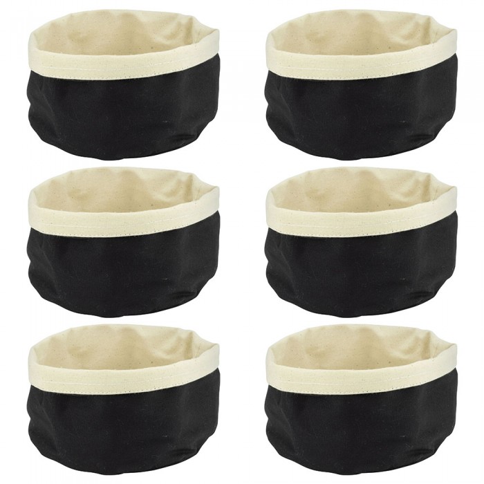 Set 6 cosuri paine textile rotunde CULINARO, D20xh12cm, negru/crem