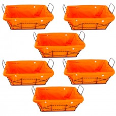 Set 6 cosuri servire paine dreptunghiulare RAKI, 23x18x8cm, din metal si panza, orange