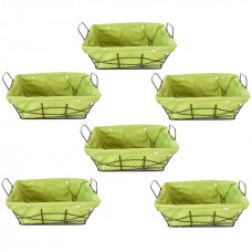 Set 6 cosuri servire paine dreptunghiulare RAKI, 23x18x8cm, din metal si panza, verzi
