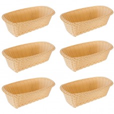 Set 6 cosuri servire paine/fructe/legume dreptunghiulare RAKI, 26x14xh9cm, din poliratan, crem