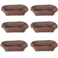 Set 6 cosuri servire paine/fructe/legume dreptunghiulare RAKI, 26x20xh7,5cm, din poliratan, maro