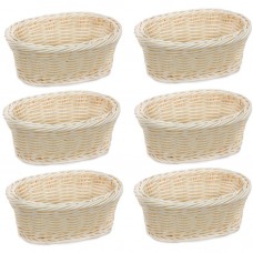 Set 6 cosuri servire paine/fructe/legume ovale RAKI, 20x13xh8cm, din poliratan, crem