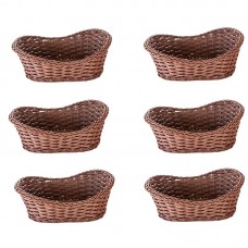 Set 6 cosuri servire paine/fructe/legume ovale, RAKI, 29x20xh7cm, din poliratan, maro